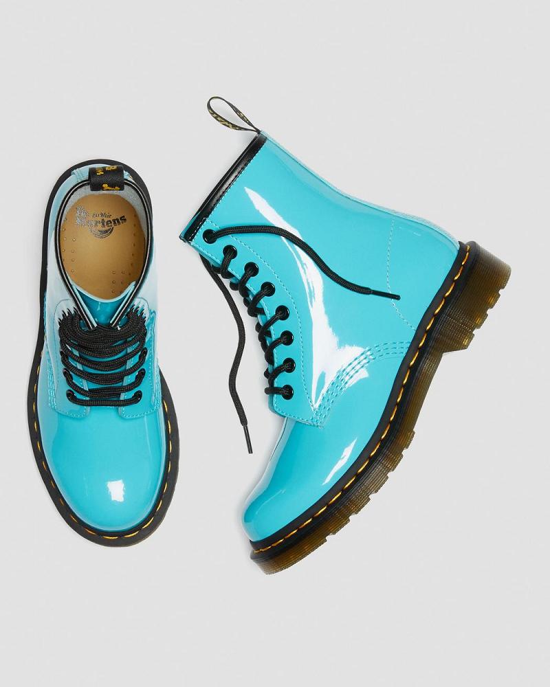 Dr Martens 1460 Lak Leren Veterlaarzen Dames Turquoise | NL 583WNB